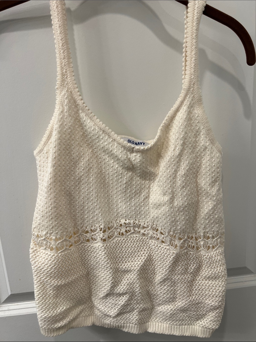 Old Navy Cream Crochet Knit Crop Tank